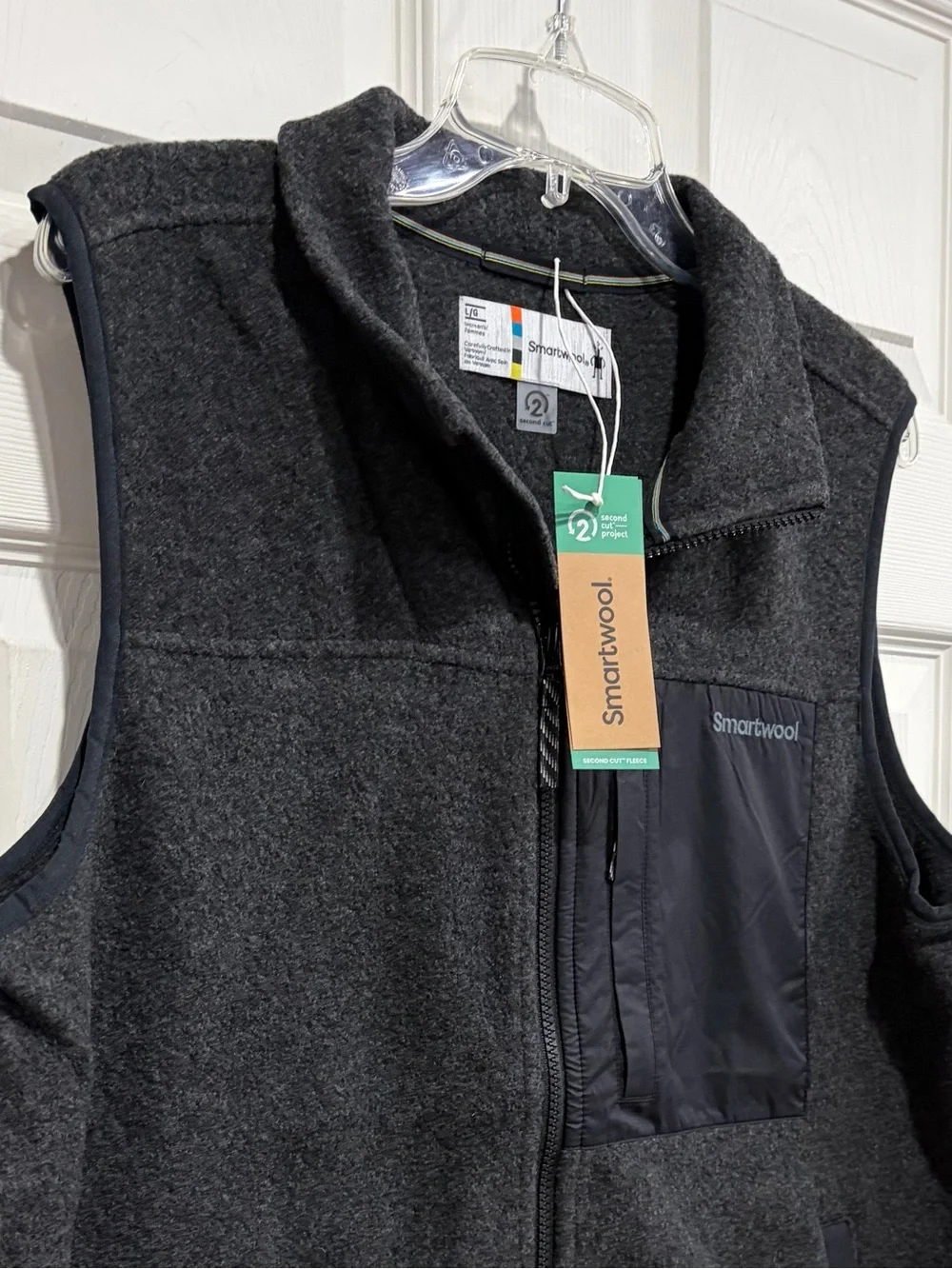 SmartWool Women's Large Second Cut Fleece Vest Wool Blend Charcoal NWT Grey